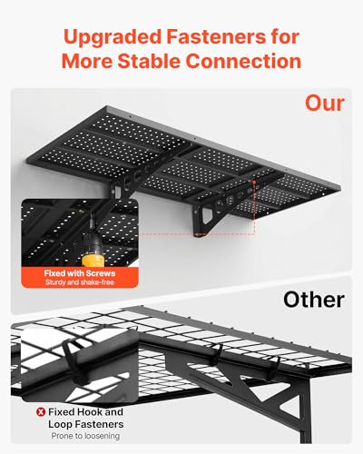 VEVOR 2-Tier Heavy Duty Wall Garage Shelving, 1.64 x 4 ft Steel Wall Mounted Shelving Unit, 19.68 x 48 Inch Per Shelf Floating Storage Metal Rack for Garage with 560 lbs Total Weight Capacity, Black - size: 1.64×4 ft