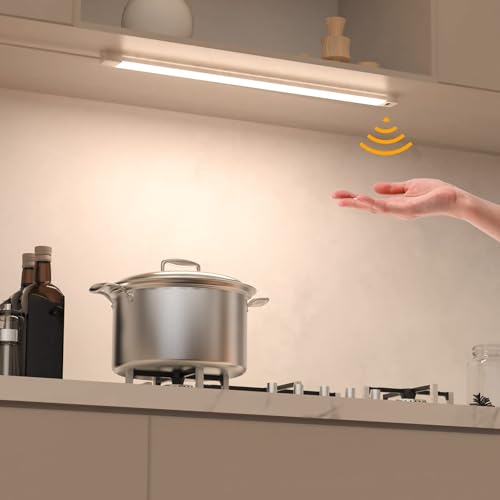 2pcs Hand Wave Under Cabinet Lights, 16" Under Counter Lighting with Dimmable and 4000K Natural White,Plug and Play,LED Lights for Kitchen Cabinet, Cupboard, Closet, Desk - color: 4000K-Natural White, size: 16inch-2Pack