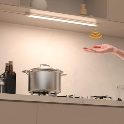 2pcs Hand Wave Under Cabinet Lights, 16" Under Counter Lighting with Dimmable and 4000K Natural White,Plug and Play,LED Lights for Kitchen Cabinet, Cupboard, Closet, Desk - color: 4000K-Natural White, size: 16inch-2Pack