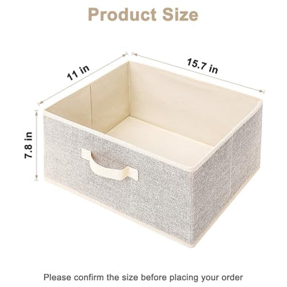 Storage Baskets, 15.7-Inch Woven Fabric Bins, Storage Cubes with Reinforced Handles, Organizer Bins for Closet Shelves, Foldable, for Toys, Clothes, Natural Beige (4PCS/Beige-15.7*11*7.8inch)