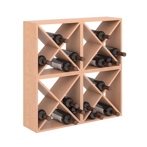 96 Bottle Wine Rack Countertop Wine Storage Cube Freestanding Wine Holder Wood Storage Shelf for Home Kitchen Bar - size: 96 Bottles