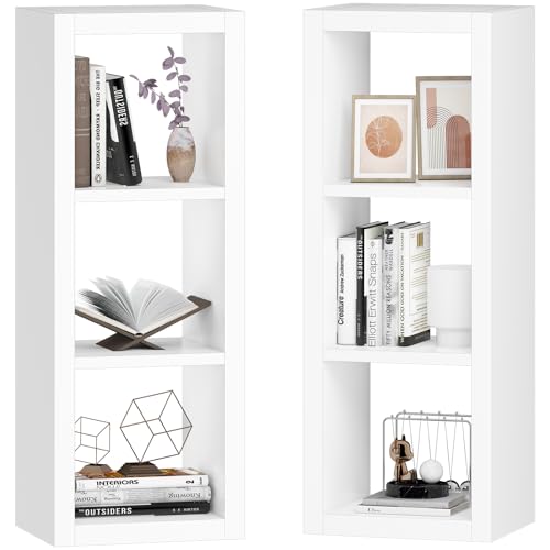 furtble 3 Cube Storage Organizer Shelf, 2-Pack White Cube Bookcase, Morden Bookshelf for Bedroom, Living Room, Closet, Office, 11.2" D x 13.38" W x 35.82" H - color: White, size: 3 cube