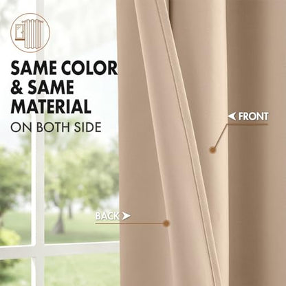 MIULEE Beige Blackout Curtains for Bedroom Living Room 40"x54" Long 2 Panel | Thermal Insulated, Room Darkening Drapes, Rod Pocket, Noise Reduction, Light Blocking, Solid Window Treatments - color: Beige, size: 40"W x 54"L (Pack of 2)