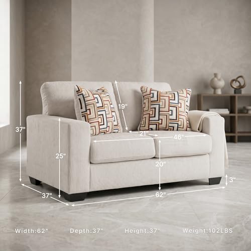 Signature Design by Ashley Aviemore Chenille Loveseat Sofa - Stone Beige | Stone beige loveseat, Textured polyester chenille, Sag-resistant platform foundation, 62 in profile, No assembly required - color: Stone, style: Loveseat