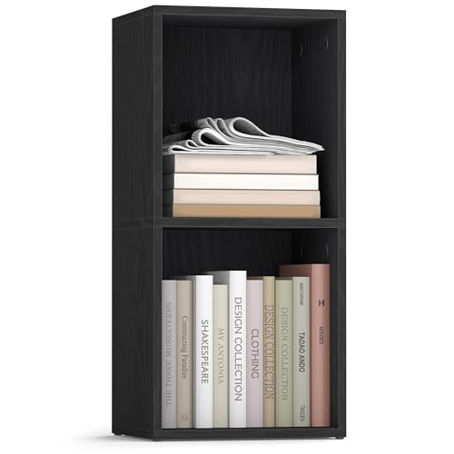 VASAGLE CUSTOS Collection - Bookshelf, 2-Tier Bookcase, Book Shelf, Open Storage Shelf, 9.4 x 11.8 x 25.2 Inches, for Living Room, Home Office, Dining Room, Ebony Black ULBC432B01 - color: Ebony Black, size: 2 Tiers (11.8"W)
