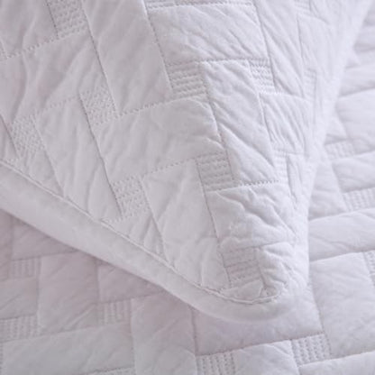 Wistown Cotton Bedspread Quilt Bedding Set, Queen Size, White | 3 Pieces Reversible Lightweight Soft Coverlets Comforters, All Seasons, Weave Stitching Pattern - color: White Weave Pattern, size: Queen (90 by 98inch)
