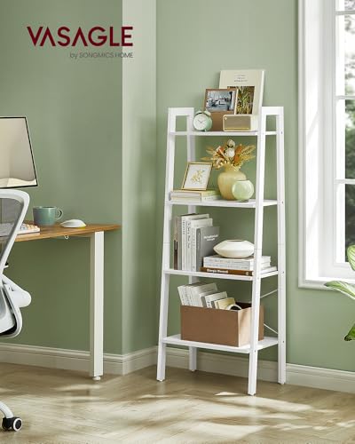 VASAGLE BARNET Collection - Ladder Shelf, Bookshelf, Storage Rack, Modern Bookcase for Living Room Home Office Kitchen, Steel Frame, 4-Tier, 22-Inch Wide, Maple White and Pearl White ULLS044W44 - color: Maple White + Pearl White, size: 4 Tiers (22"W), sty