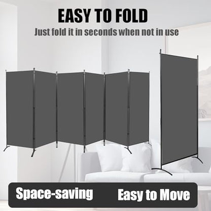 Room Divider-Folding Privacy Screens, 6 ft Partition Room Dividers Wall for Separation, Home, Office, Classroom, Studio (Grey, 6 Panel) - color: Grey, size: 6 Panel