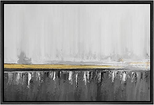 SIGNWIN Framed Canvas Print Wall Art Gold Gray Watercolor Paint Stroke Collage Abstract Shapes Illustrations Modern Art Decorative Elements Colorful for Living Room, Bedroom, Office - 16"x24" Black - color: A11-02-landscape-m17, size: 24"L x 16"W