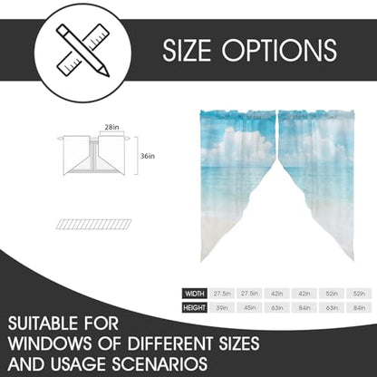 zokyer Short Coastal Swag Curtains, Beach Theme, 28" W x 36" L, Rod Pocket | 2 Panels, Hawaiian Tropical Nautical Seascape, S-ummer Blue Sea Sky Ocean Landscape, Sand Small Mini Kitchen Drapes Decor - size: 28"W x 36"L (Pack of 2)