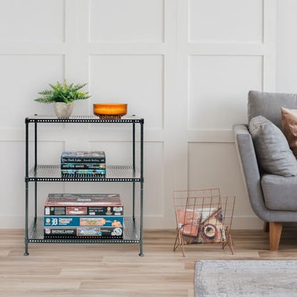 Shelving Inc. 12" d x 24" w x 28" h 3-Tier Perforated Metal Shelving, Everyday Shelving, Weight Capacity 110 lbs Per Shelf - size: 12" d x 24" w x 28" h