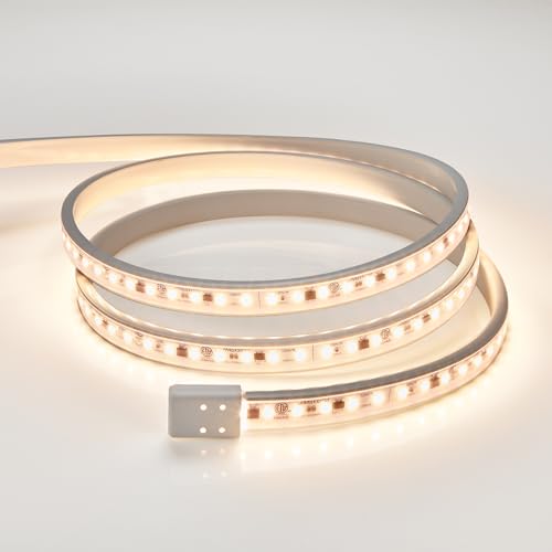 Maxxima 48 in. Hardwired LED Under Cabinet Strip Light, 1840 Lumens, 3000K | Warm White, Kitchen and Living Room 120V White Cove Lighting, No Power Supply Needed - size: 48 Inch