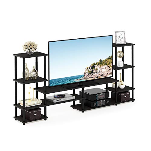 Furinno Turn-N-Tube TV Stand, Wide Open Frame Entertainment Center with Storage, TV Console with Tall Side Shelves for TV up to 48 Inch, for Living Room, Bedroom, Espresso - color: Espresso, style: 78 Inch - 9 Tiers