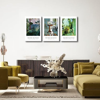 Wieco Art Canvas Prints Wall Art Set of 3 Henri Matisse Aesthetic Posters The Terrace, St.Tropez The Window Moroccan Landscape Matisse Prints Posters for Home Decorations - size: 16x24inchx3pcs(40x60cmx3pcs)