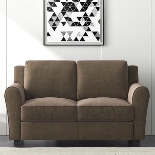 Bonzy Home 58" Brown Loveseat Sofa Couch for Living Room, 2 Seater Love Seat for Small Spaces, Modern Couches with Thick Cushion for Home Apartment Office - color: Brown, size: 58"(2 Seat)