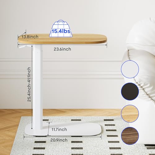 FLEXISPOT 24''Adjustable C Table Gas Spring Mobile Side End Table | Adjustable C table with Wheels, Bedside table for sofa and couch. Laptop Rolling Cart TV Tray, 23.6" W x 13.8" D,Maple - color: Maple, size: 24x14
