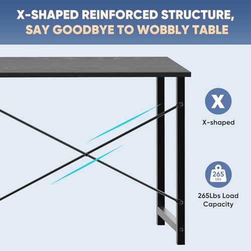 DUMOS 32 in Small Computer Desk for Home Office, Modern Study Work Table Simple Style for Bedroom, Writing Desks with X-Shaped Reinforcement, 2 Pack, Black | Modern Study Writing Work Table, Craft PC Desk Simple Workstation with Reinforcement Structure, 2