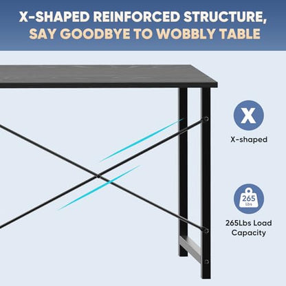 DUMOS 32 in Small Computer Desk for Home Office, Modern Study Work Table Simple Style for Bedroom, Writing Desks with X-Shaped Reinforcement, 2 Pack, Black | Modern Study Writing Work Table, Craft PC Desk Simple Workstation with Reinforcement Structure, 2
