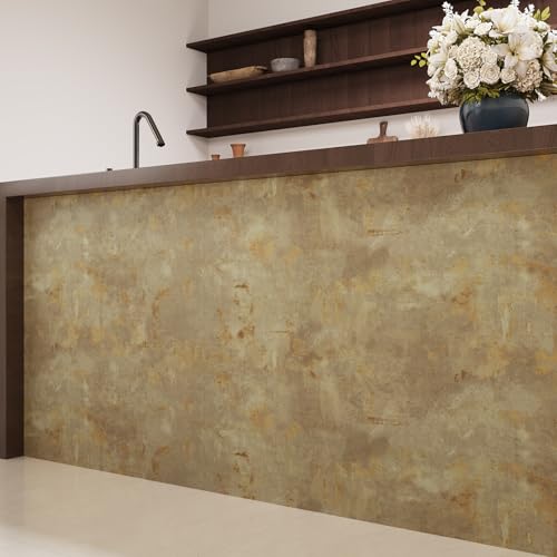 24"x160" Distressed Tan Brown Concrete Contact Paper for Countertops Cabinets Waterproof Self Adhesive Vinyl Cement Wall Paper Removable Limewash Concrete Wallpaper for Bedroom Bathroom - size: 24" x 160"