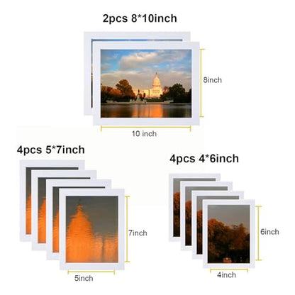 xnlkros Picture Frame Set 10 pack, Farmhouse Photo Frames, Gallery Wall Frame Collage, 8x10 5x7 4x6 Frames in 3 Different Finishes Picture Frames For Wall or Desk, White - color: White
