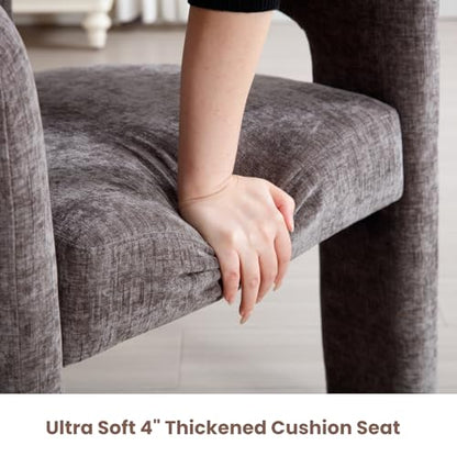 HNY Modern Chenille Barrel Single Dining Chair, Charcoal Grey | Upholstered Accent Armchair With 18.19" Wide Seat No Assembly Required For Living Room Bedroom Vanity Small Spaces - color: Charcoal Grey Chenille