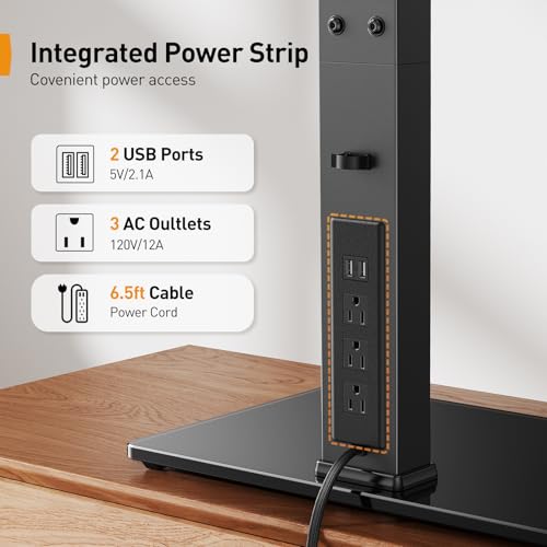 Perlegear Universal TV Stand with Power Outlet, Swivel TV Stand for 32-80 inch TVs up to 99 lbs, TV Base with Tempered Glass Base, Height Adjustable TV Mount Stand Max VESA 600x400mm PGTVS31 - size: 32-80 Inch