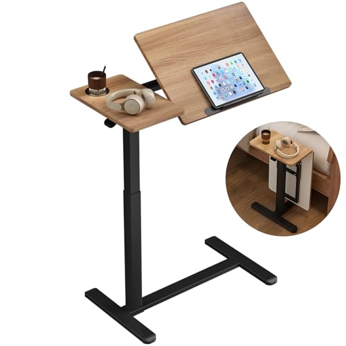 Ytaoka Height Adjustable Standing Desk with Wheels Foldable Standing Desk Mobile Tilting Laptop Desk Rolling Overbed Table for Home Office Bedroom Living Room - color: Height Adjustable