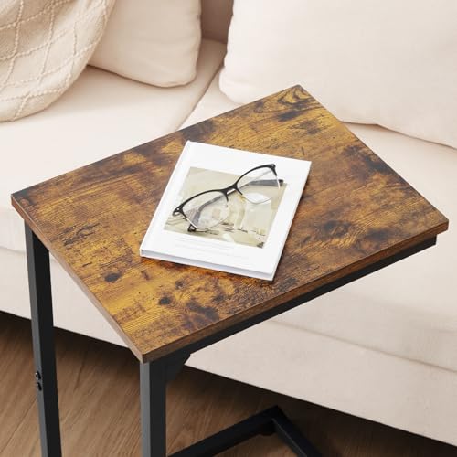 AMHANCIBLE C Shaped End Table Set of 2, Couch Side Table that Slide Under | TV Trays for Eating on Couch, Narrow Small Space Side Tables for Living Room Bedroom, Rustic Brown - color: Rustic Brown