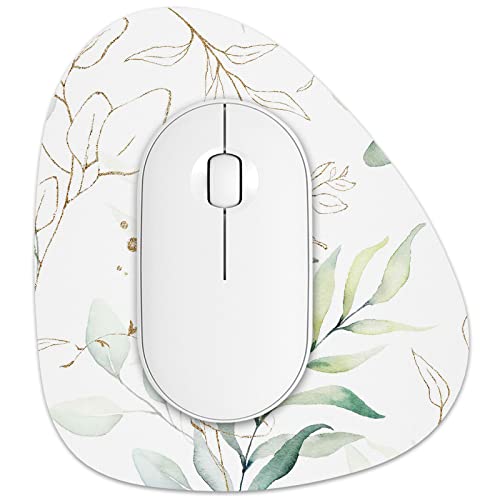 Rimilak Small Mouse Pad 6 x 7 Inch, Irregular Mini Mousepad, Boho Leaves | Non-Slip Rubber Base, Waterproof Compact Mouse Mat for Laptop Computer Wireless Mouse Keyboard Home Office Travel - color: Boho Leaves, size: 7L x 6W inches