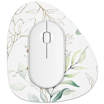 Rimilak Small Mouse Pad 6 x 7 Inch, Irregular Mini Mousepad, Boho Leaves | Non-Slip Rubber Base, Waterproof Compact Mouse Mat for Laptop Computer Wireless Mouse Keyboard Home Office Travel - color: Boho Leaves, size: 7L x 6W inches