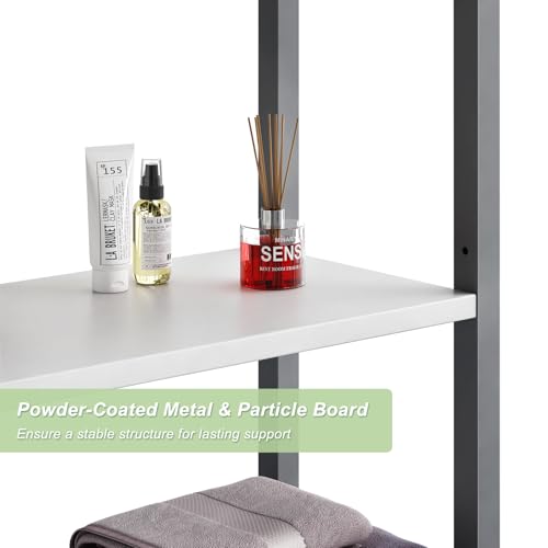 Kalrin Over-The-Toilet Storage Rack, 4-Tier Bathroom Organizer Shelf Over Toilet with Adjustable Shelf and Basket, Freestanding Space Saver Bathroom Shelves Above Toilet for Room (Gray- White) - color: Gray- White