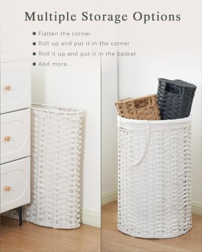 SETVSON Laundry Hamper with Lid Round Laundry Basket 23.8 Gal White | The lid hides dirty clothes, keeping spaces neat and fresh. 90 L Large Capacity, Stylish Design with Handles Easy Transport - color: White, size: 90 L