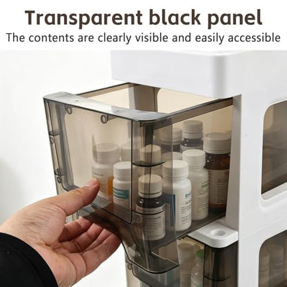 3 Drawer Storage Organizer, Narrow Slim Plastic Storage Drawer Cart with 4 Wheels, 3 Tier Space Saving Storage Tower Box, Narrow Storage Cart for Small Space Bedroom Bathroom Kitchen Pantry Office