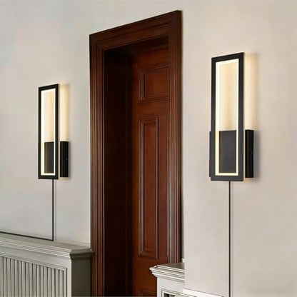 Modern Wall sconces Set of 2 Indoor LED Simple Wall Fixture Black Plug in Wall Lights for Living Room Bedroom Hallway Stairs