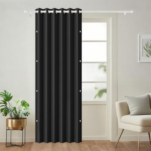 Full Blackout Memory Trained Pleated Curtains with Magnetic Closure, 72 Inch Long Pinch Pleated Curtain Indoor Outdoor, 1 Panel, W45 x L72, Black - color: Black, size: 45"W x 72"L (Pack of 1)