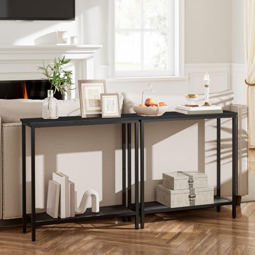 HOOBRO 29.5" Narrow Console Table, Small Entryway Table with Shelf, 2 Tier Thin Sofa Table, Behind Couch Table, Side Table, for Hallway, Living Room, Bedroom, Black BB74XG01 - color: Black