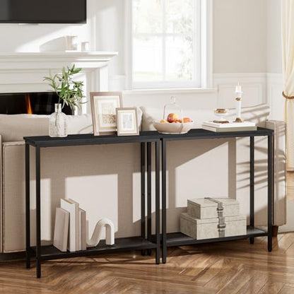 HOOBRO 29.5" Narrow Console Table, Small Entryway Table with Shelf, 2 Tier Thin Sofa Table, Behind Couch Table, Side Table, for Hallway, Living Room, Bedroom, Black BB74XG01 - color: Black