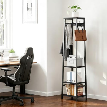 Coat Rack Freestanding with 3 Shelves and 7 Hooks | Coat Stand, Hall Tree Free Standing, Clothes Rack Stand Organizer, Industrial Style, Black - color: Black, style: 3 Shelves