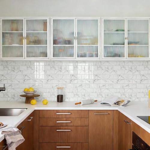STICKGOO Subway Tile Peel and Stick Backsplash, Thicker Design 12" x 12" Stick on Backsplash Tiles for Kitchen, Bathroom, Wall Tile (10 Sheets, Grey Marble Look) - color: Grey Marble