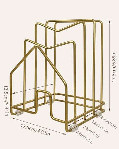 2 Pack Pot Lid Organizer Cutting Board Holder Inside Cabinet 304 Stainless Steel Pot and Pan Organizer Under Cabinet Cookie Sheet Bakeware Serving Tray Cooling Rack Stand Kitchen Countertop Matte Gold - color: 2 Packs Matte Gold