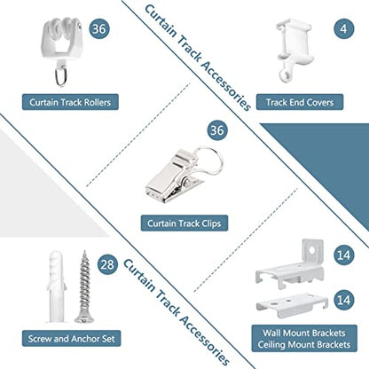 Bendable Ceiling Curtain Track Flexible Curved Curtain Tracks Wall Mount Room Divider RV Curtain Track Heavy Duty Curtain Rail System 14Ft Ceiling Track for Curtains Bay Window - color: White, size: 14Ft