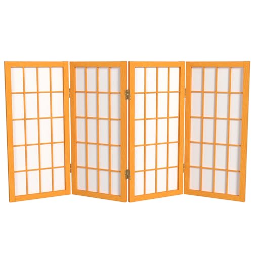 2 ft. Short Desktop Window Pane Shoji Screen - Honey - 4 Panels - color: Honey, size: 4 Panel