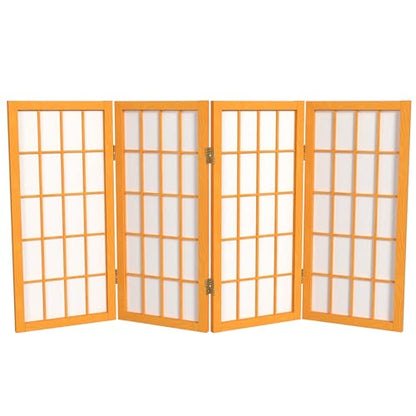 2 ft. Short Desktop Window Pane Shoji Screen - Honey - 4 Panels - color: Honey, size: 4 Panel