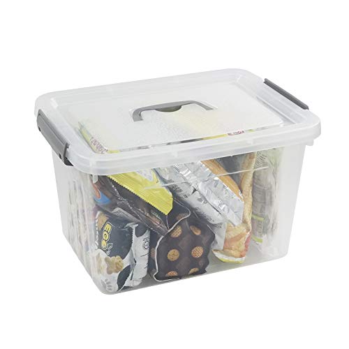 6-Pack Clear Plastic Storage Latch Box with Lids, 10 L | See-through design, stackable & portable, ideal for clothes, documents, and small household items - size: 10 L