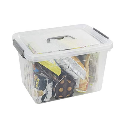 6-Pack Clear Plastic Storage Latch Box with Lids, 10 L | See-through design, stackable & portable, ideal for clothes, documents, and small household items - size: 10 L