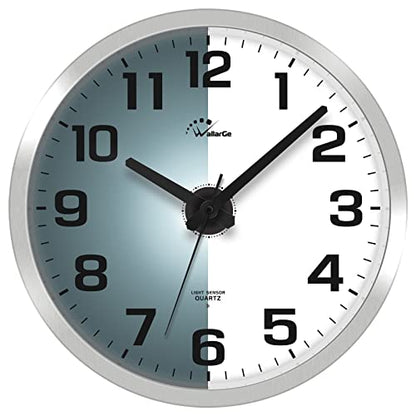 Night Light Wall Clock for Bedroom, 12 Inch | Silent, Lighted up Glow in the Dark, Battery Operated, Easy to Read Large Digital Display - color: Silver