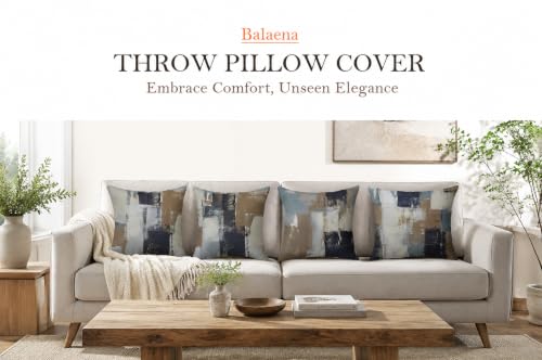 Brown Grey Abstract Throw Pillow Covers 16x16 Set of 4 | Brown, Grey & Taupe Modern‑Art Cushion Cases, neutral aesthetic pillowcases for sofa, bedroom & chair - color: Earth Tone Brown and Blue Grey, size: 16" x 16" (Pack of 4)