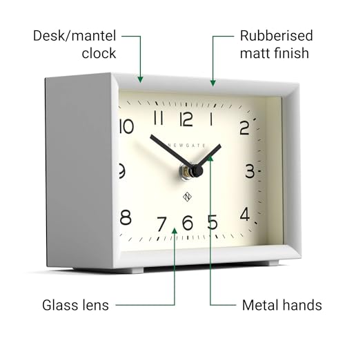 NEWGATE® Henry Desk Clock | Contemporary Rectangular Design | White | Easy to Read nunbers | Modern Style for Desk, Table top, Shelf or Bedside - color: White