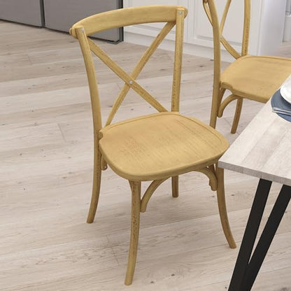 Merrick Lane Bardstown X-Back Bistro Style Wooden Dining Chair for Kitchens and Dining Rooms, High-Back Wood Stackable Kitchen Chair, Natural - color: Natural
