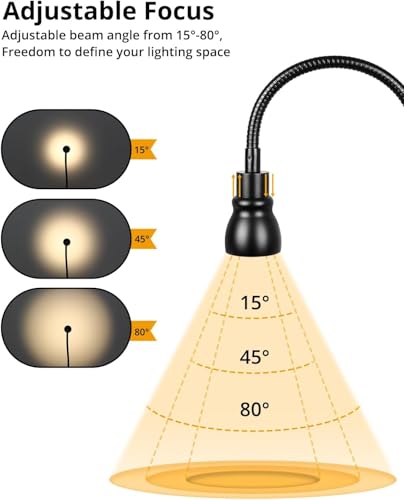 Zoomable Clip on Light, Clamp Reading Light for Dorm Bed Headboard, Dimmable Spotlight with 3 Color Temperature Options, 10 Dimmable Brightness Levels, Adjustable Beam Angle - color: Black